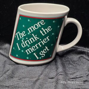 Vintage Papel Mug‎ Slants The More I Drink The Merrier I Get Christmas Mug